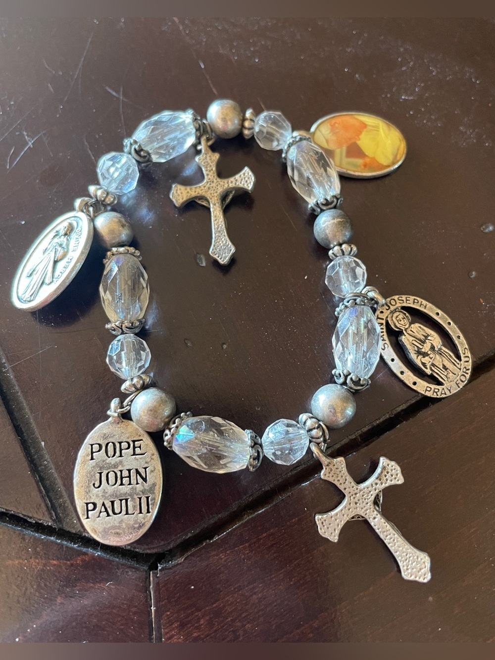 Charm Bracelet | Pope John Paul II Cross & Saints Beaded Bracelet